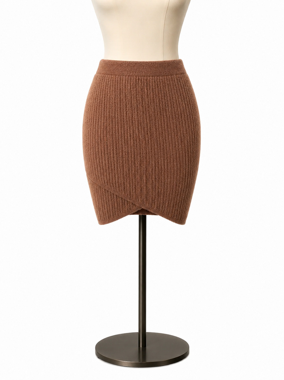 Express Ribbed Knit Bodycon Mini Skirt Rust Brown NWT Size Small